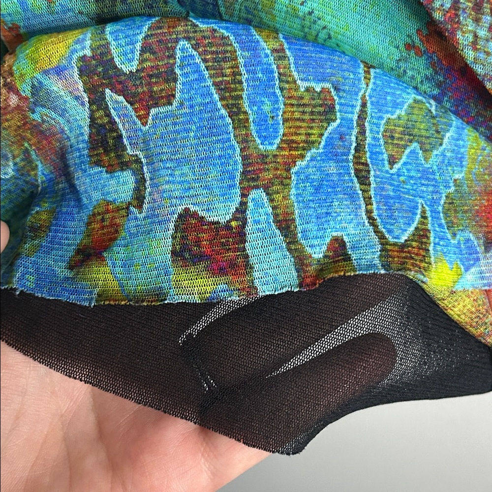 Colorful Abstract Wrap Blouse - Turquoise Multi - Picture 4 of 5